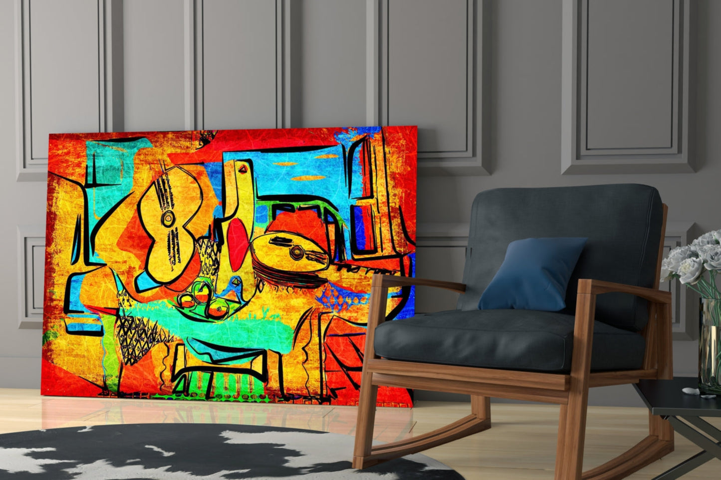 Abstract Cello Glass Wall Art
