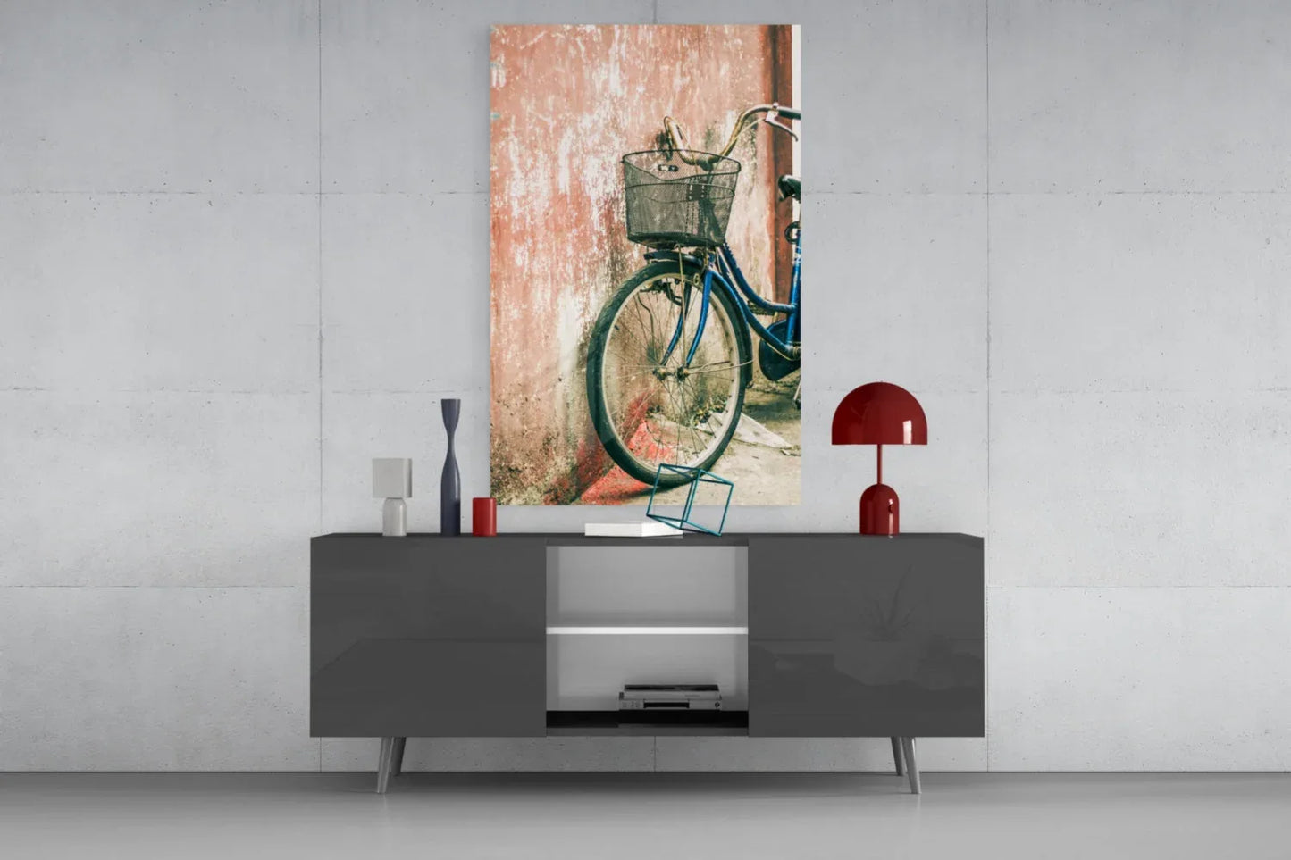 Bicycle Basket Glass Wall Art - LUXARTDECO