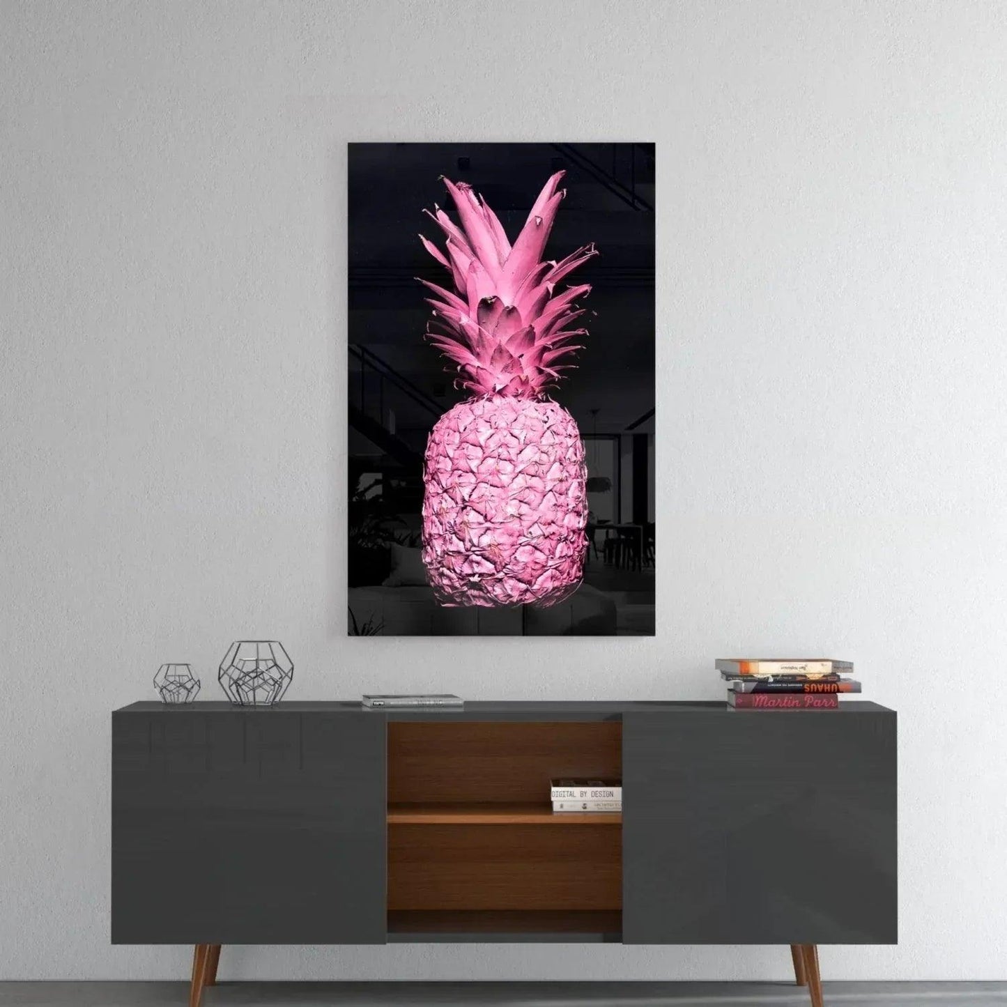 Pink Pineapple Glass Wall Art - LUXARTDECO