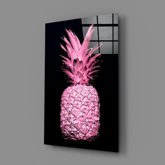 Pink Pineapple Glass Wall Art - LUXARTDECO