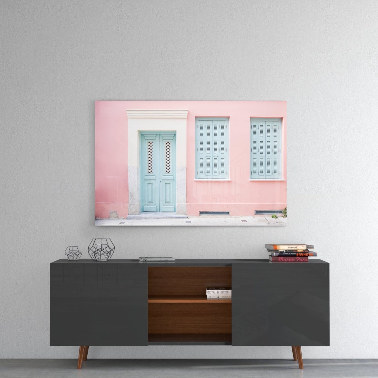 Pink House Glass Wall Art