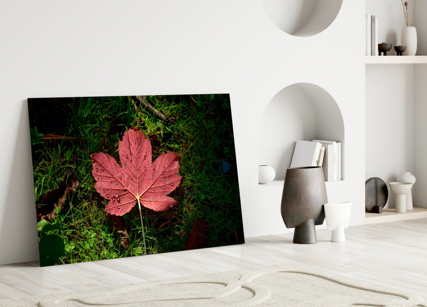 Pink Leaf Glass Wall Art