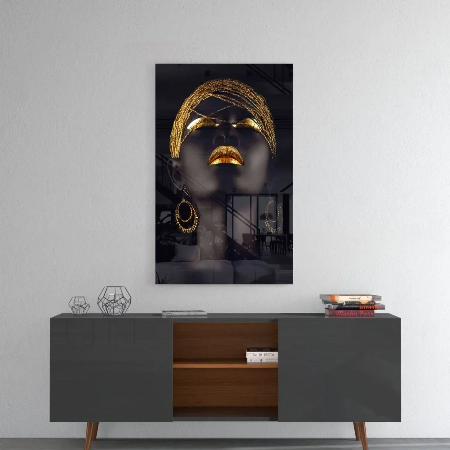 Gold Woman Glass Wall Art - LUXARTDECO