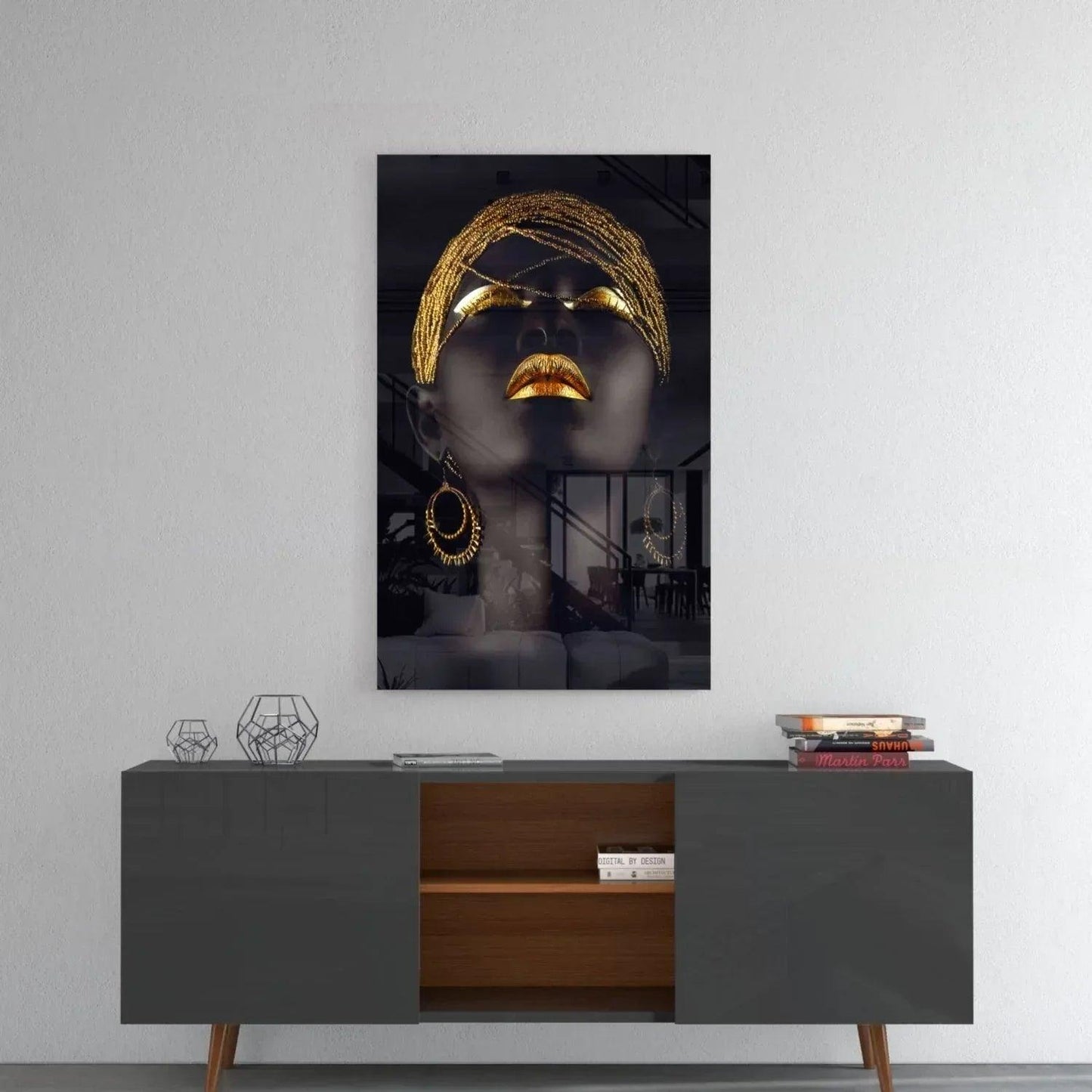 Gold Woman Glass Wall Art - LUXARTDECO
