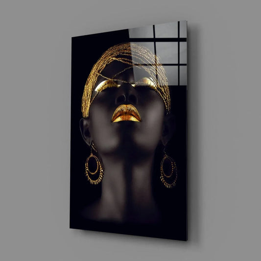 Gold Woman Glass Wall Art - LUXARTDECO