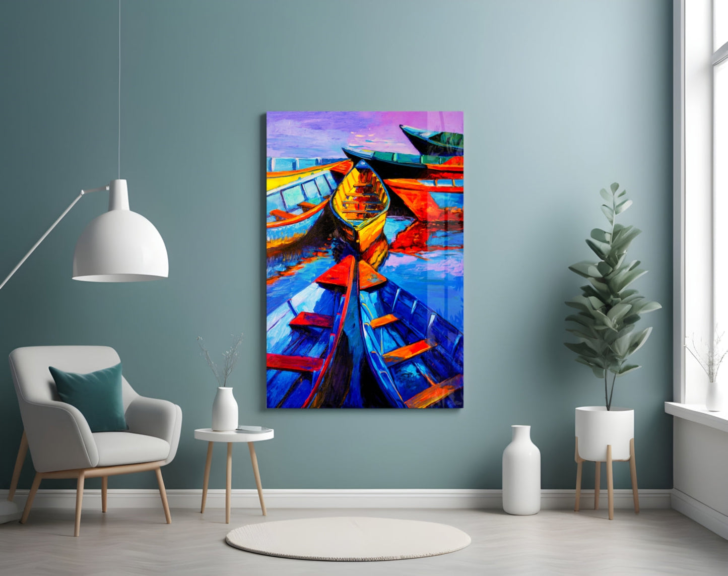 Boats Glass Wall Art