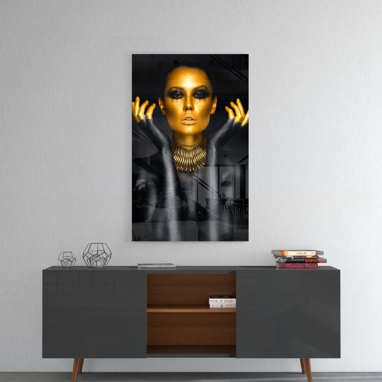 Gold Woman Glass Wall Art - LUXARTDECO