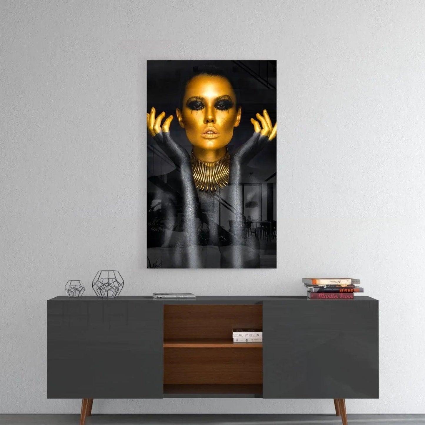 Gold Woman Glass Wall Art - LUXARTDECO