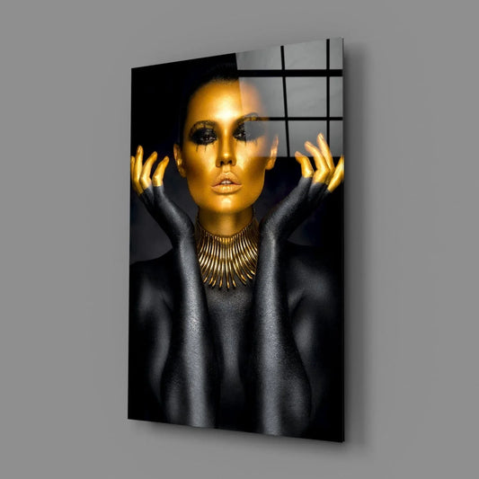 Gold Woman Glass Wall Art - LUXARTDECO