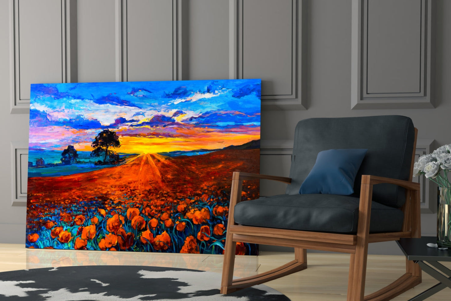 Poppy Field Glass Wall Art