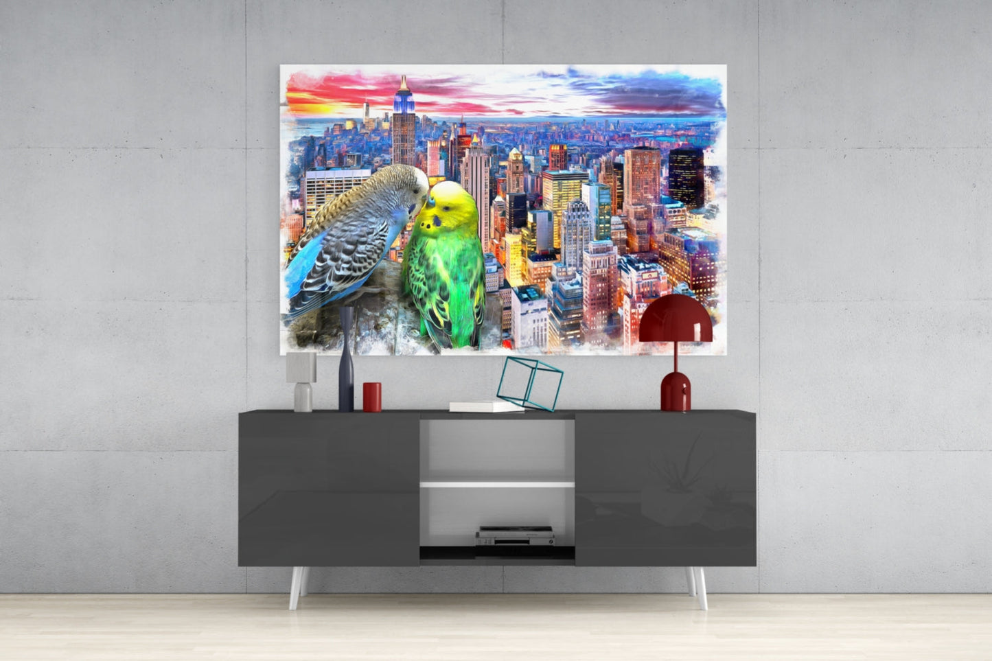 Budgies Glass Wall Art