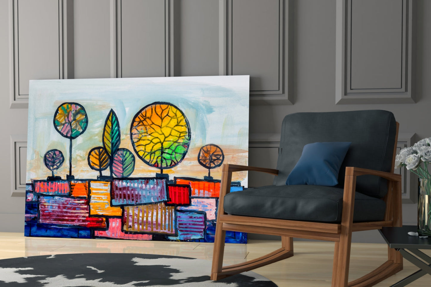 Abstract City Glass Wall Art