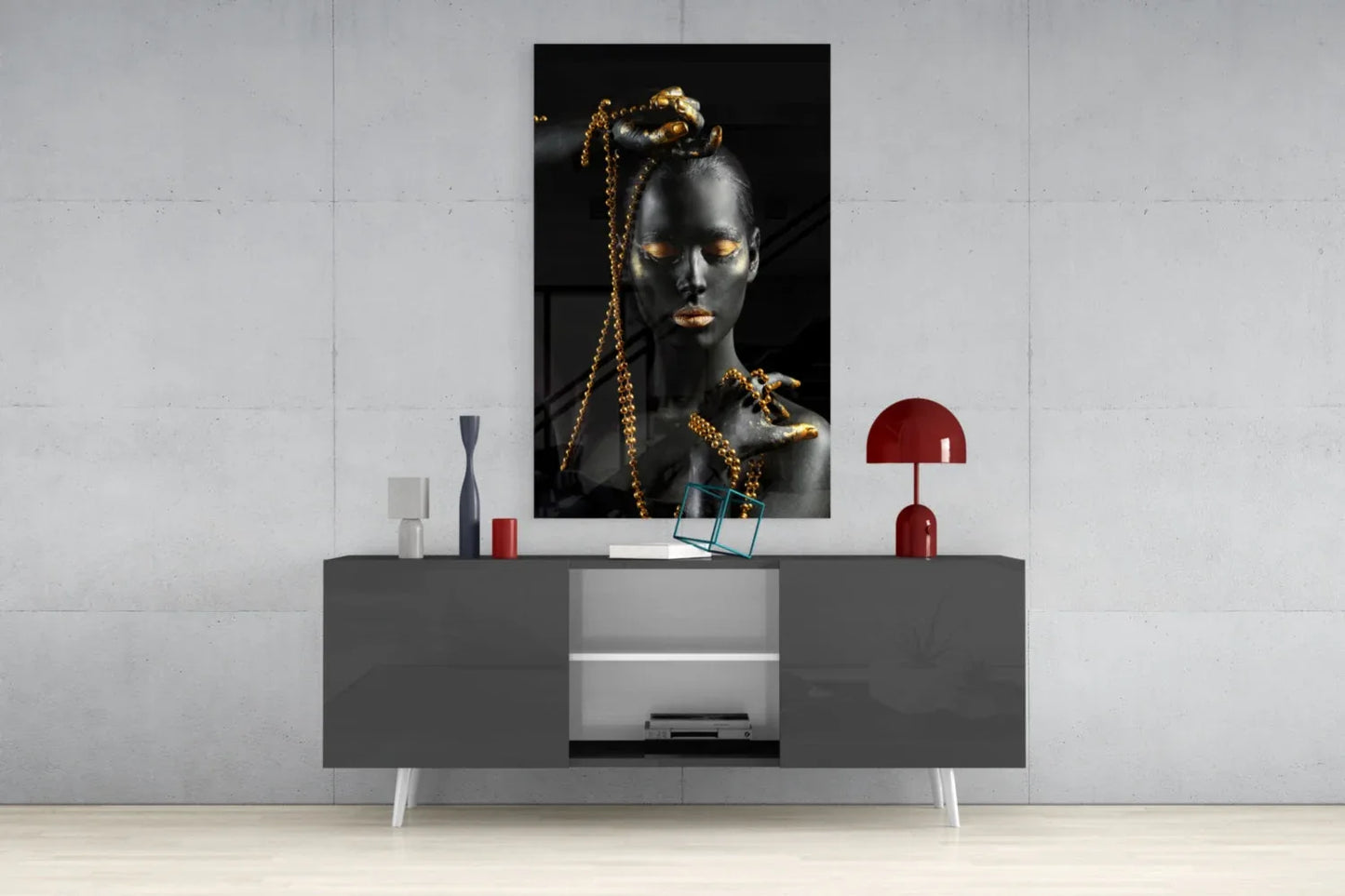 Gold Woman Glass Wall Art - LUXARTDECO