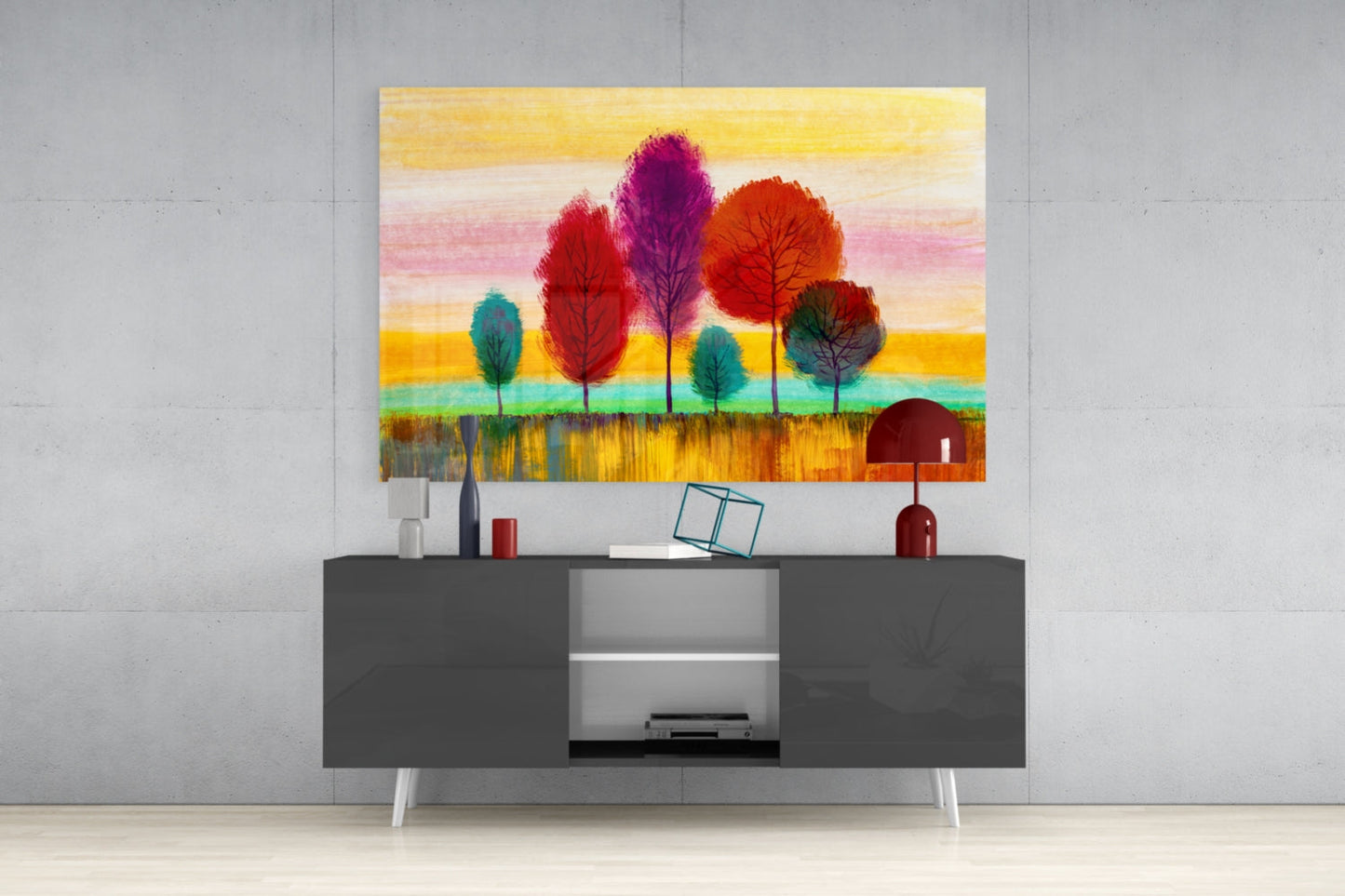 Colorful Trees Glass Wall Art