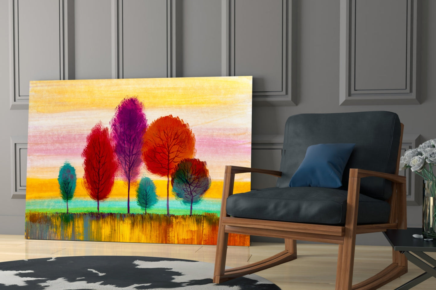 Colorful Trees Glass Wall Art