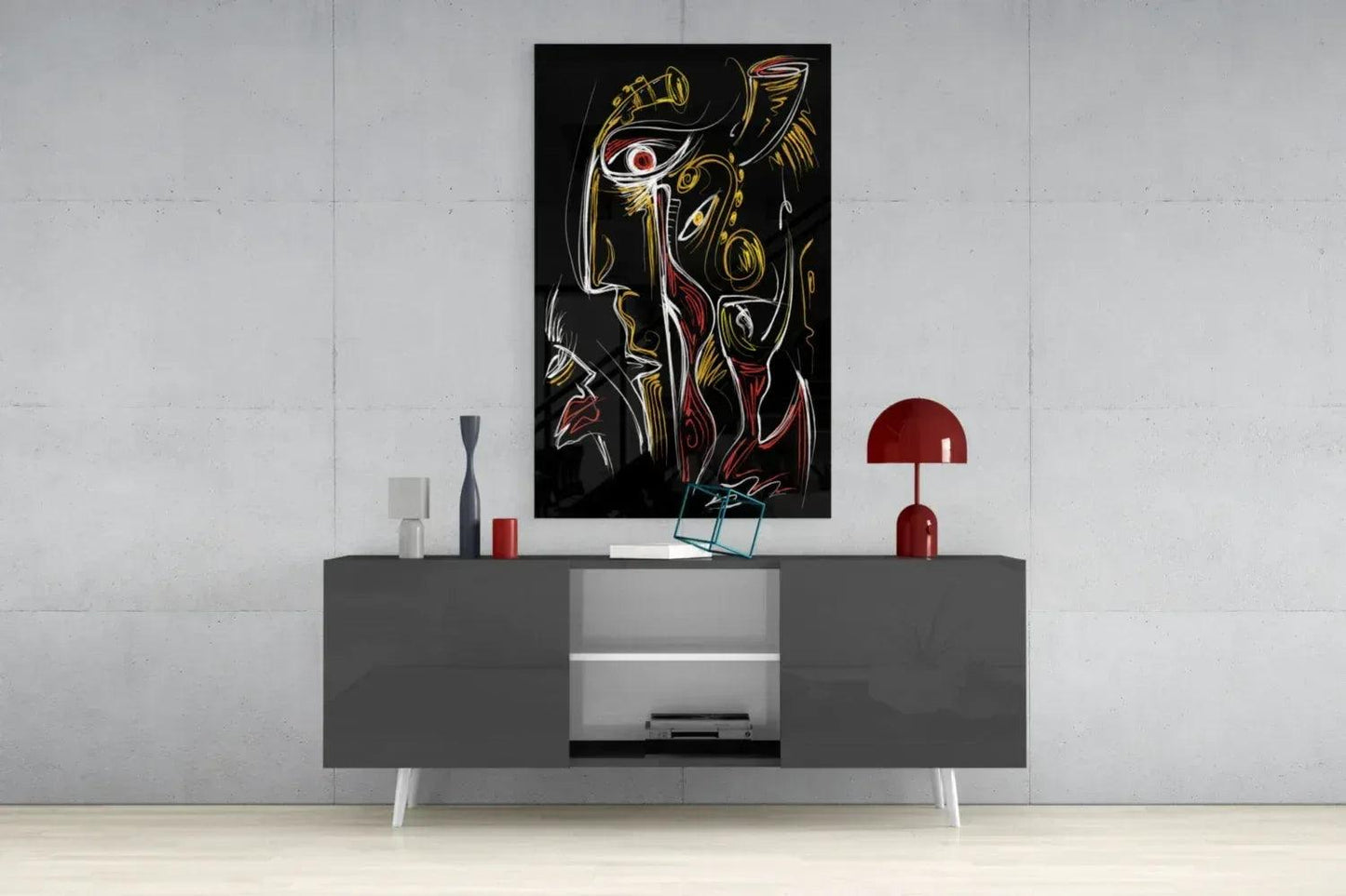 Abstract Jazz Art Sketch Glass Wall Art - LUXARTDECO