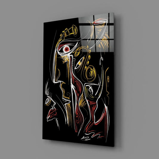 Abstract Jazz Art Sketch Glass Wall Art - LUXARTDECO