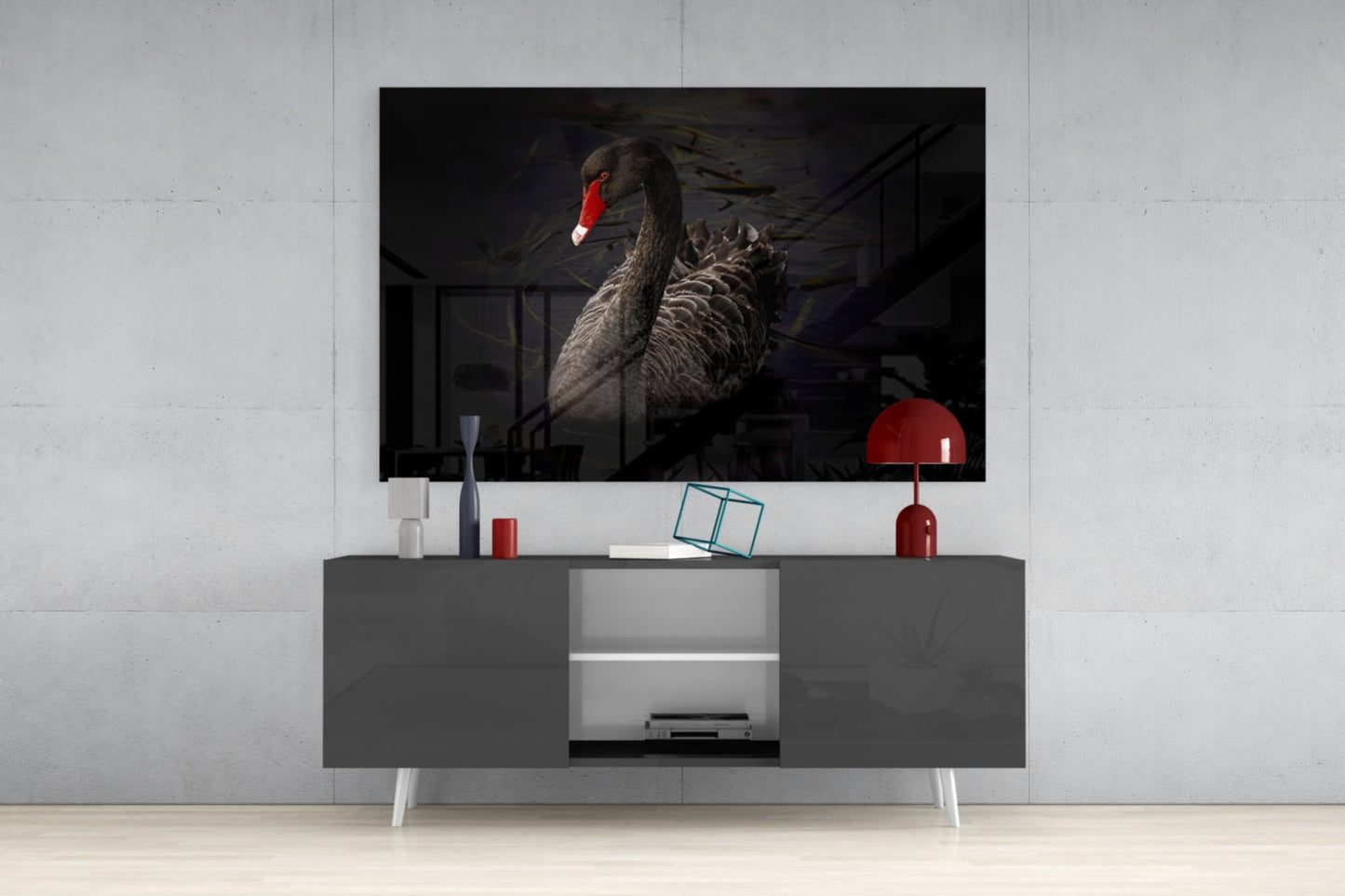 Black Swan Glass Wall Art