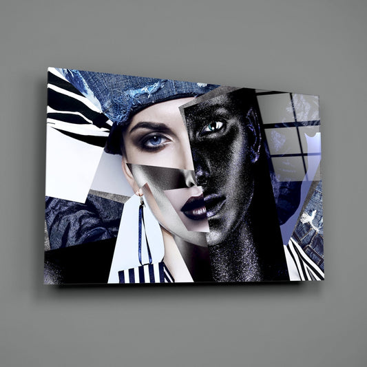 Abstract Woman Portrait Glass Wall Art