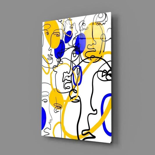 Abstract Faces Glass Wall Art - LUXARTDECO