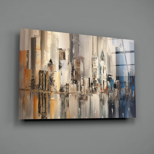 Abstract City Glass Wall Art