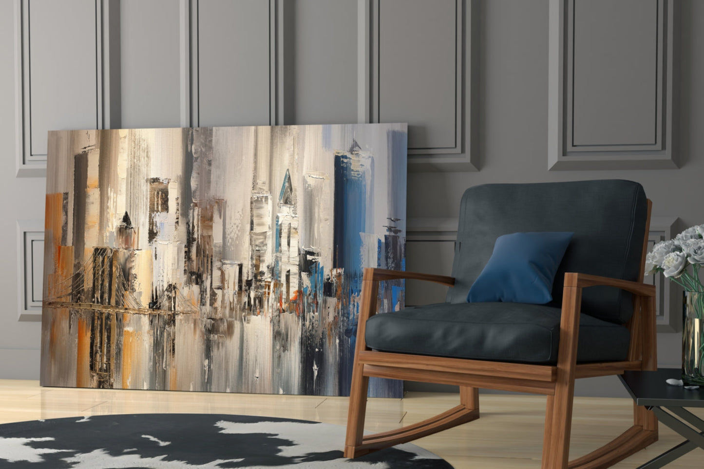 Abstract City Glass Wall Art