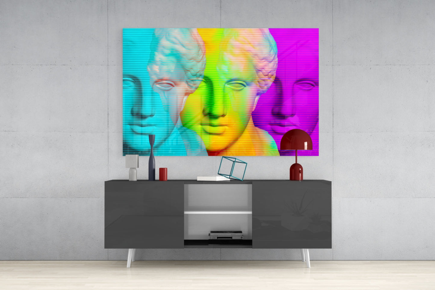 Colorful Statues Glass Wall Art