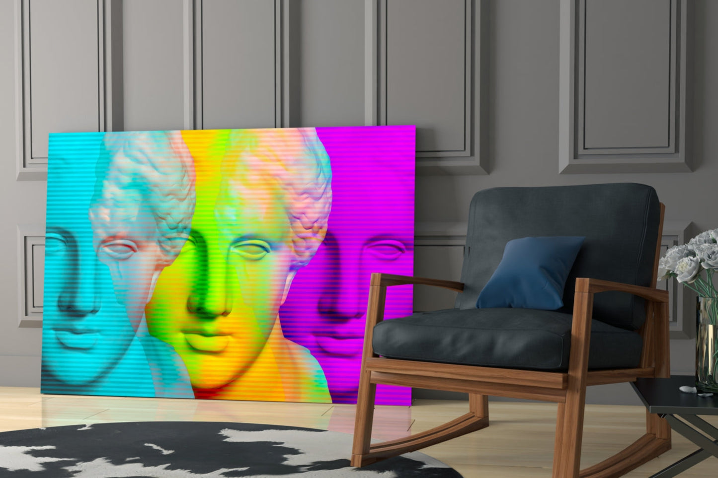 Colorful Statues Glass Wall Art