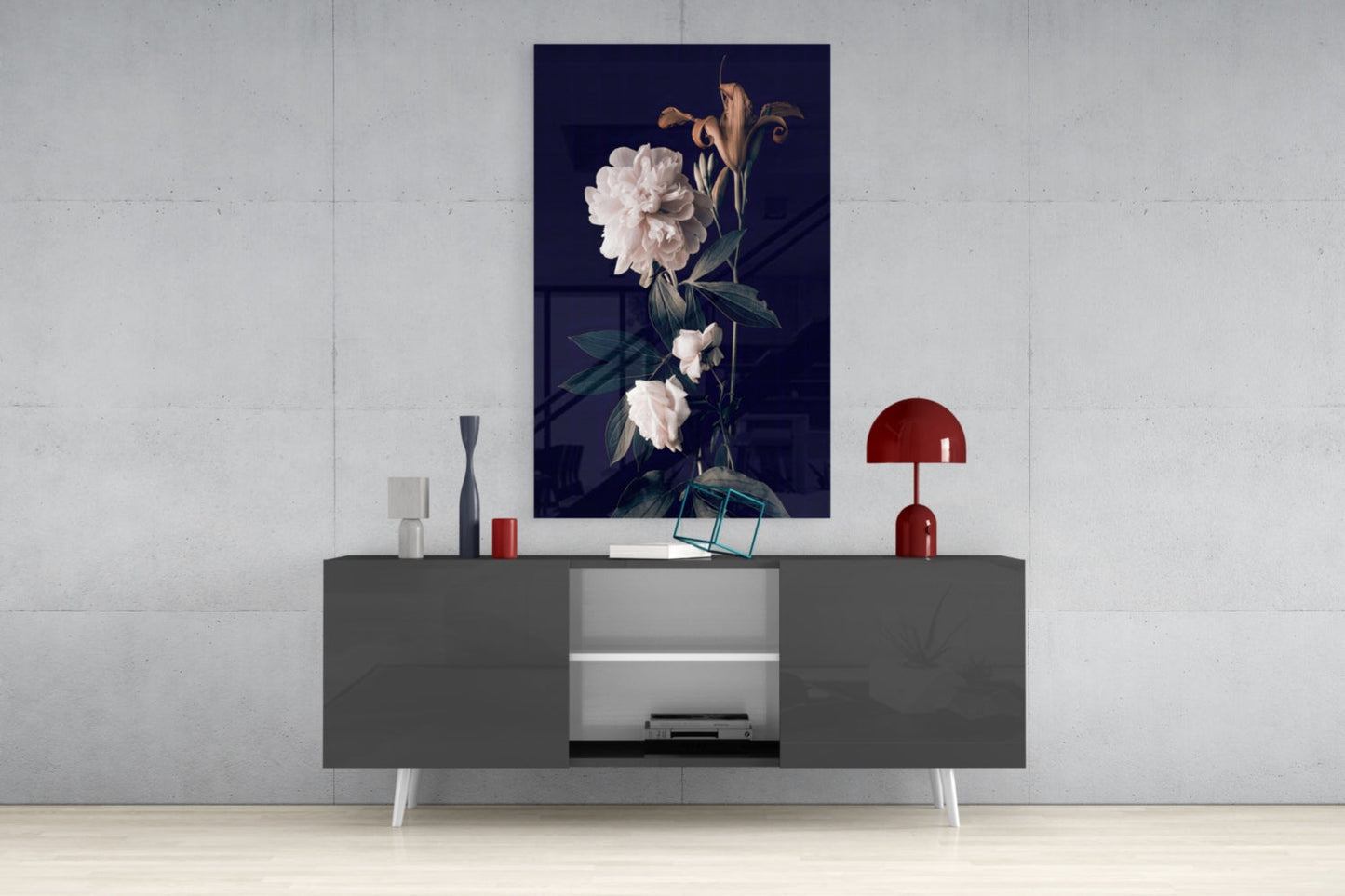 White Rose Glass Wall Art