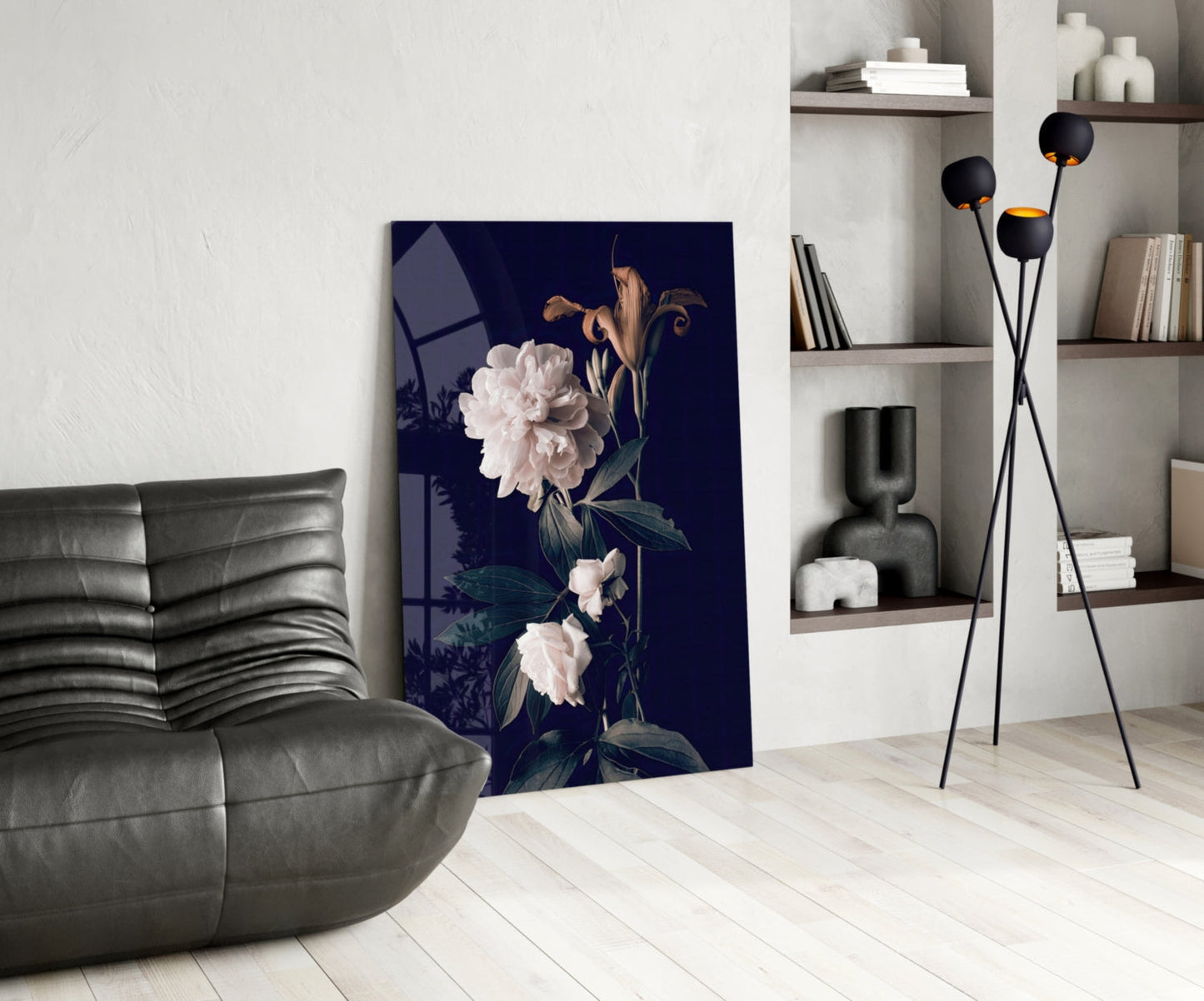White Rose Glass Wall Art