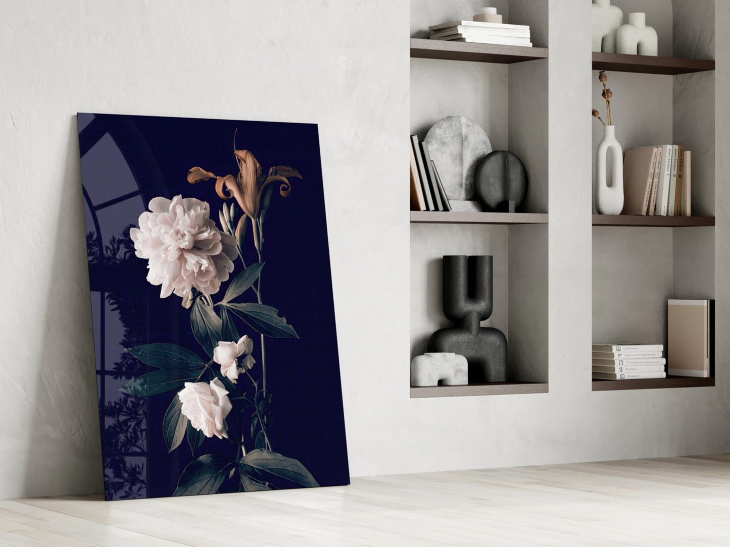White Rose Glass Wall Art