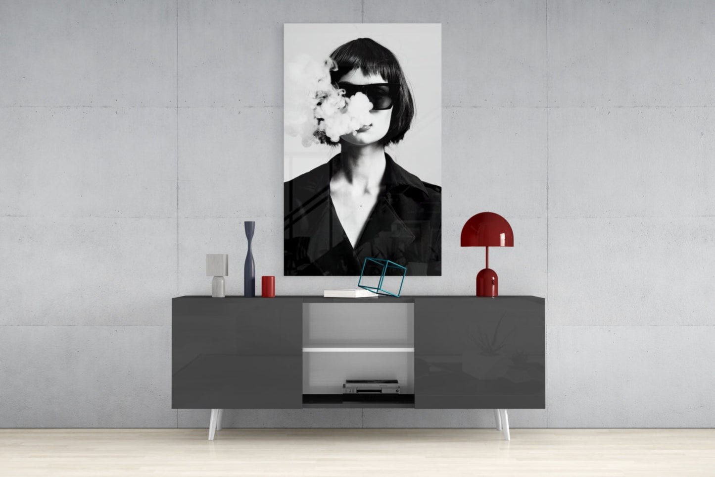 Black and White Woman Glass Wall Art