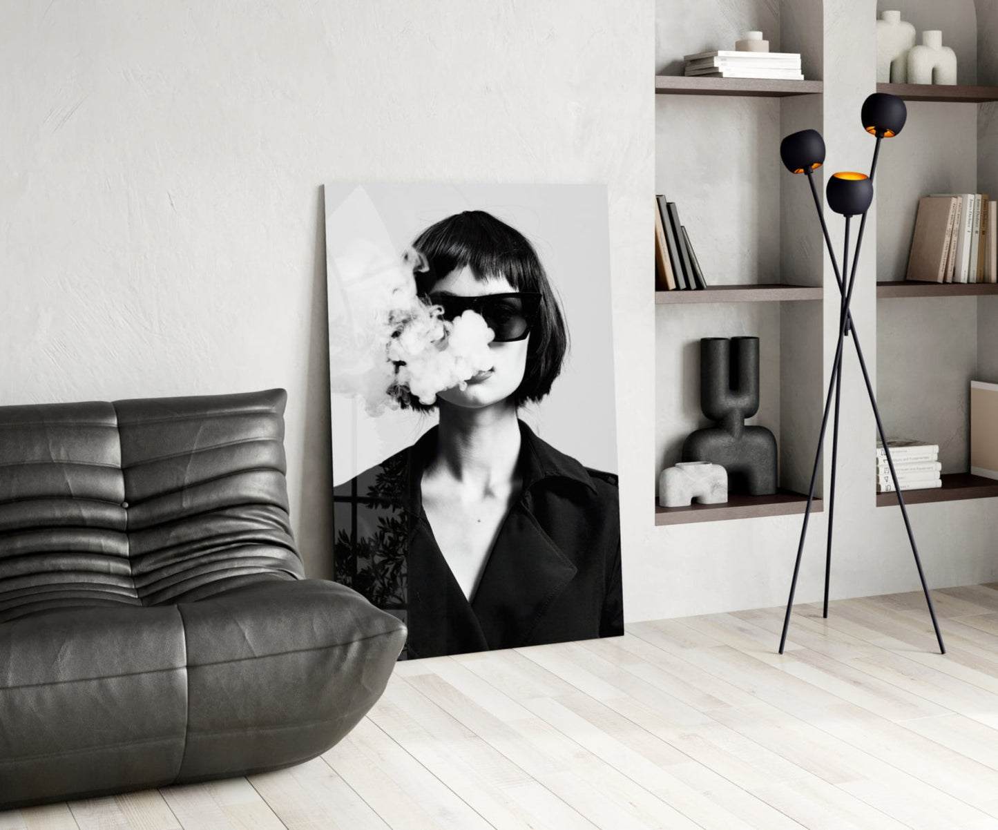Black and White Woman Glass Wall Art