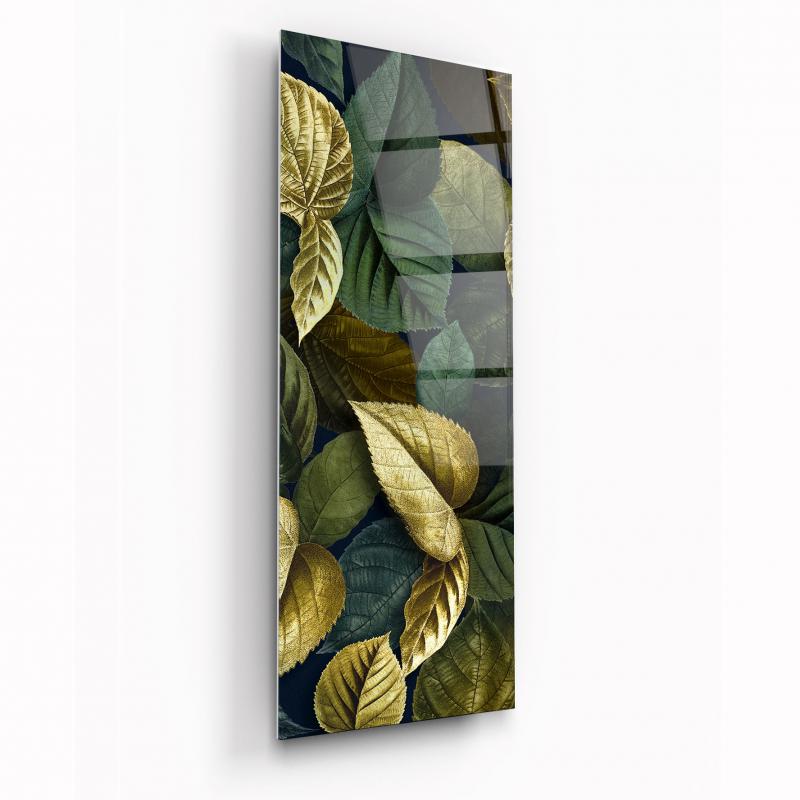 Art mural en verre avec feuilles