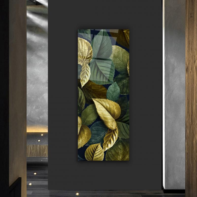 Art mural en verre avec feuilles