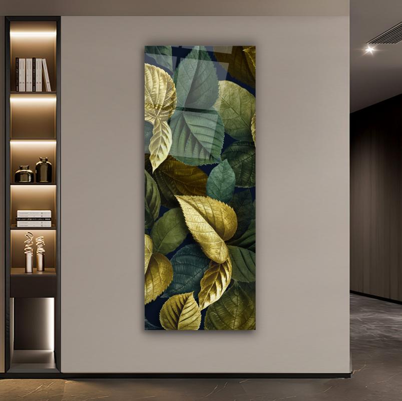 Art mural en verre avec feuilles