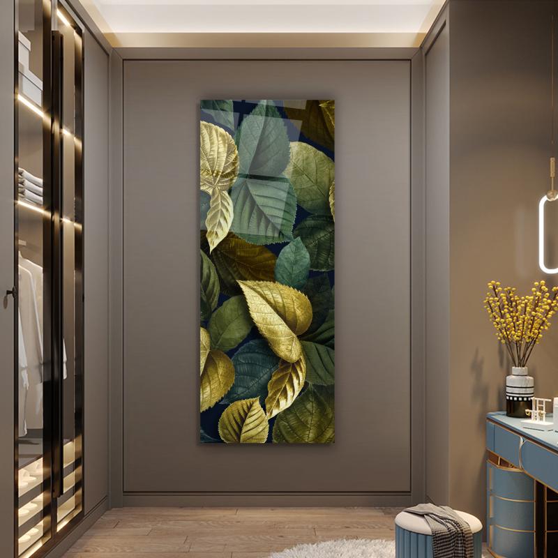 Art mural en verre avec feuilles