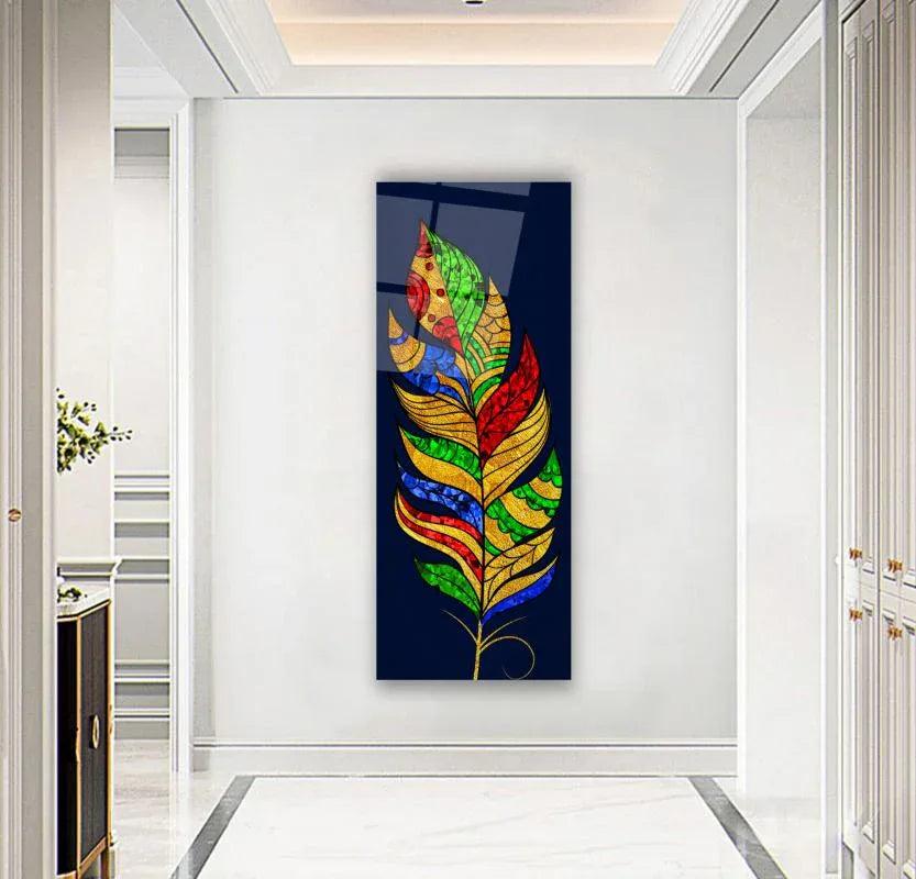 Colorful Feather Glass Wall Art - LUXARTDECO