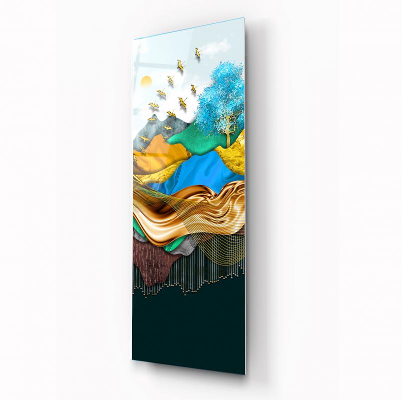 Décoration murale en verre représentant des oiseaux