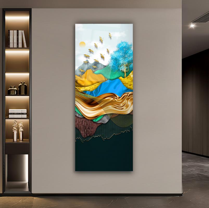 Décoration murale en verre représentant des oiseaux