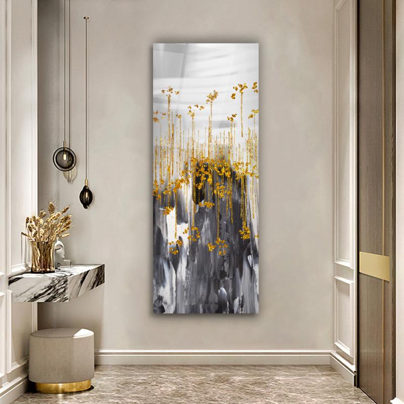Golden Rain Glass Wall Art
