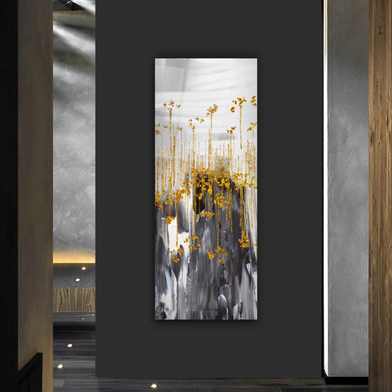Golden Rain Glass Wall Art