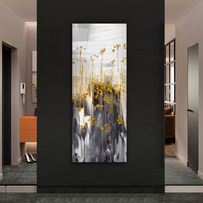 Golden Rain Glass Wall Art