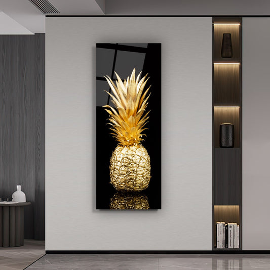 Gold Ananas Glass Wall Art