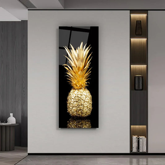 Gold Ananas Glass Wall Art - LUXARTDECO