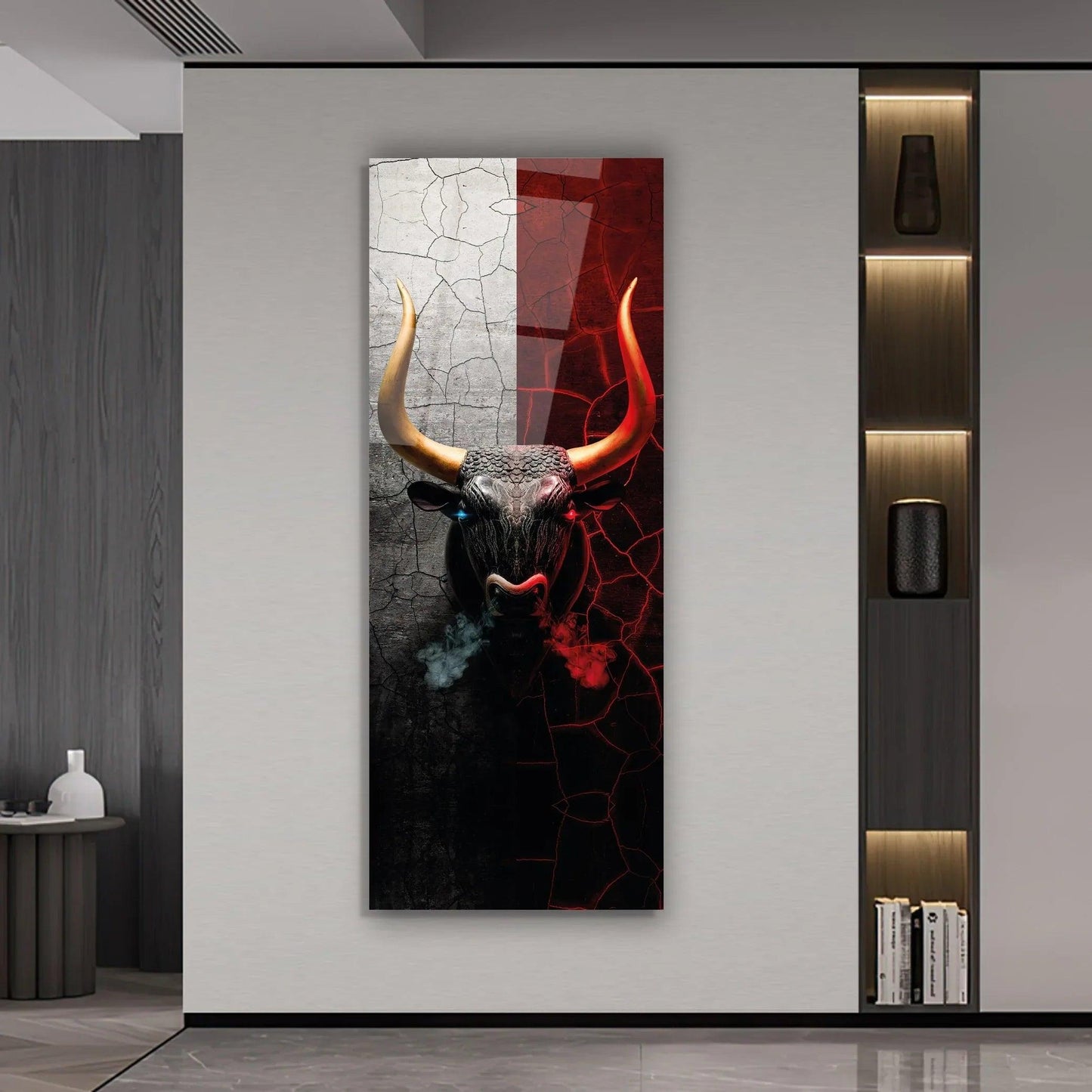 Bull Glass Wall Art - LUXARTDECO
