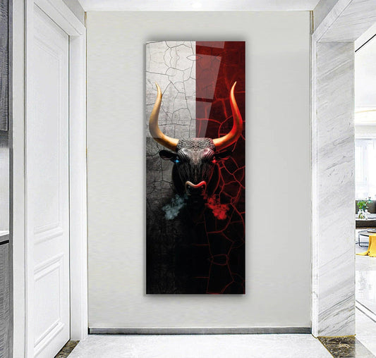 Bull Glass Wall Art - LUXARTDECO