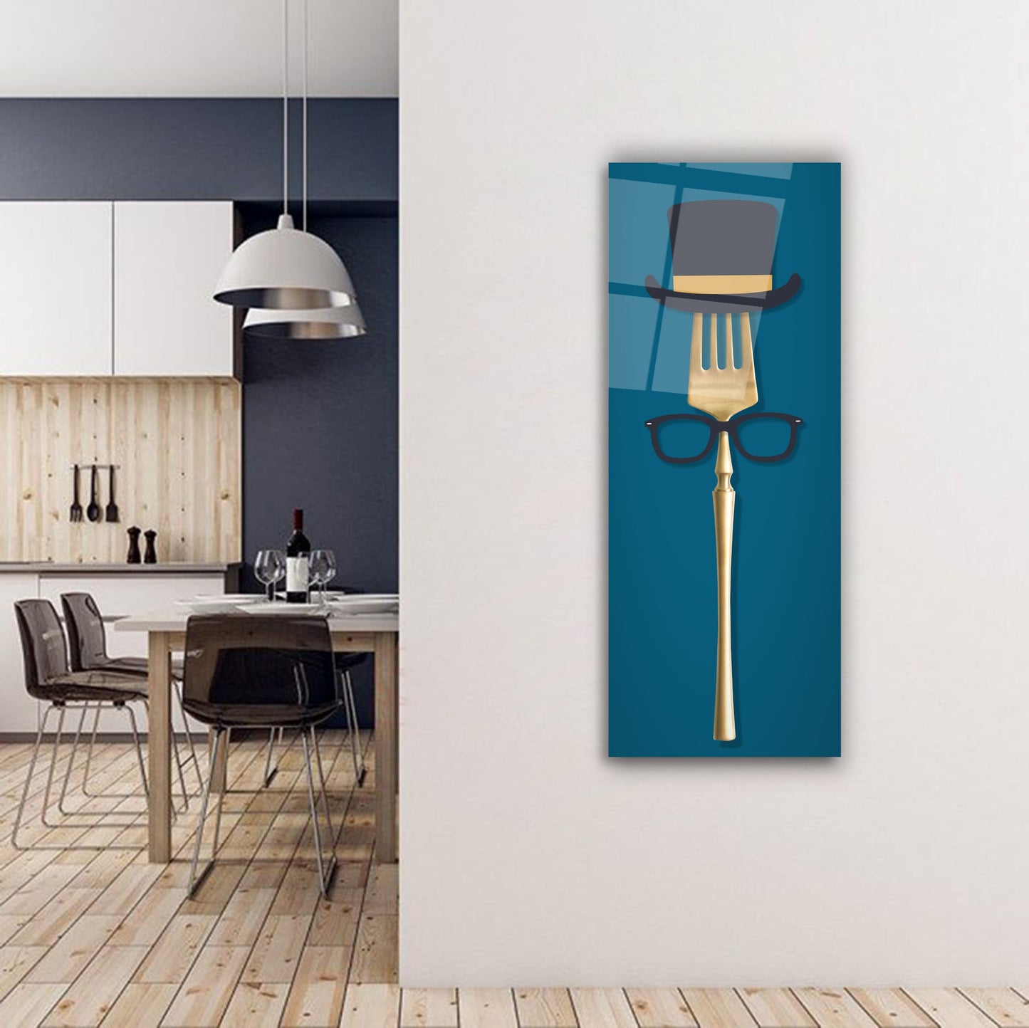 Décoration murale en verre représentant une fourchette amusante