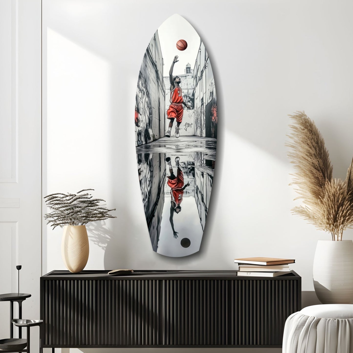 Street Basketball Glass Wall Art