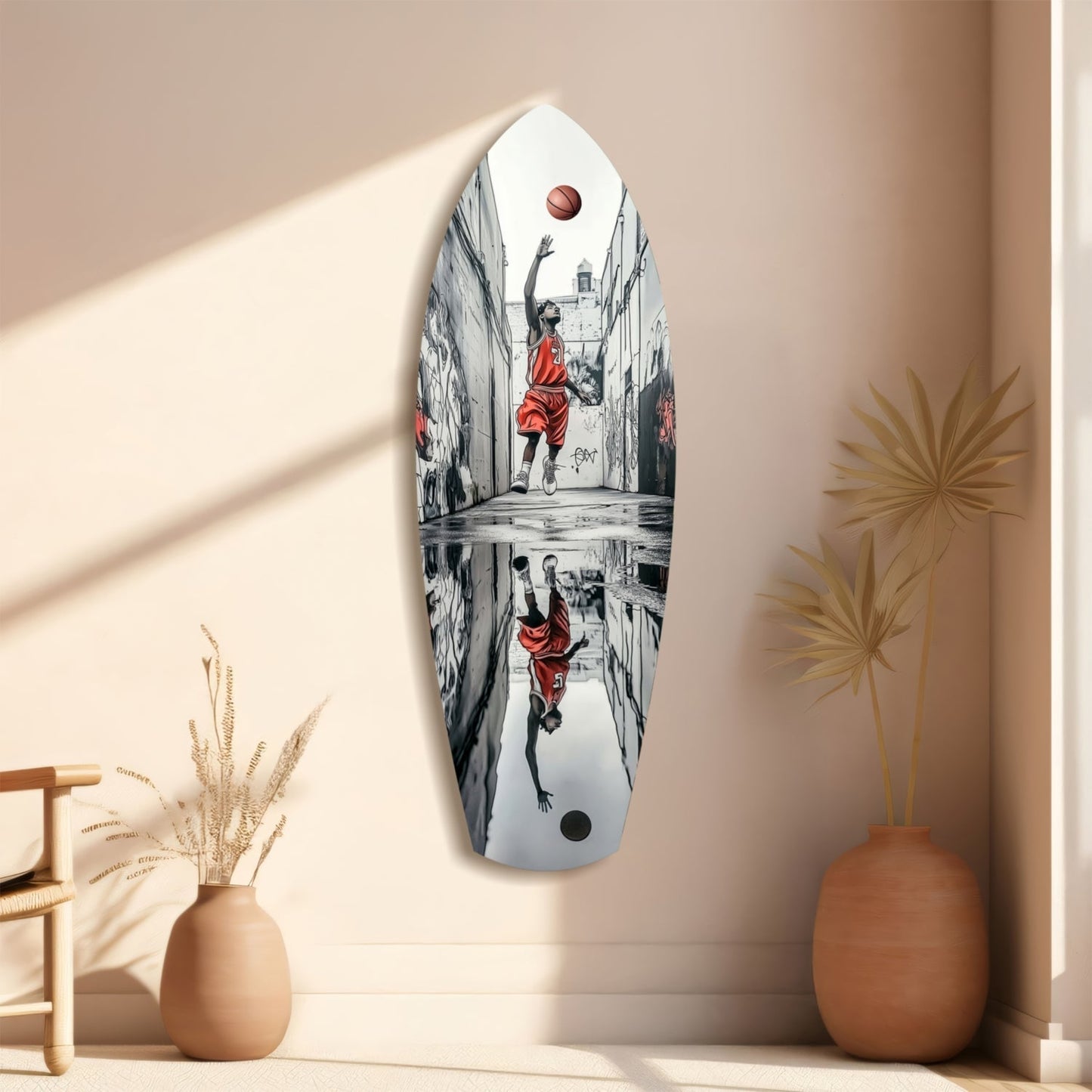 Street Basketball Glass Wall Art